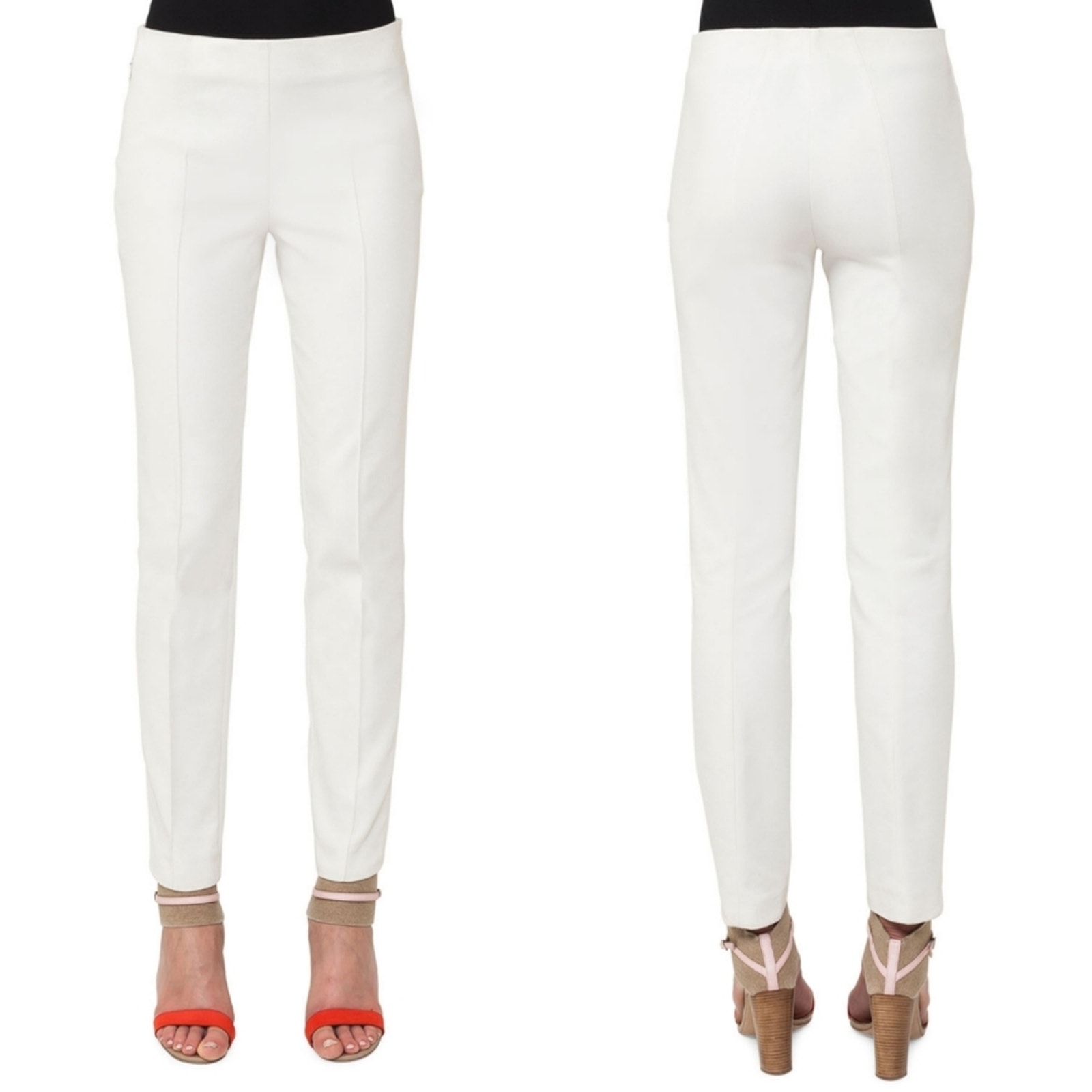 Akris Canvas Cream Melissa Slim Ponte Pants, Sz 10